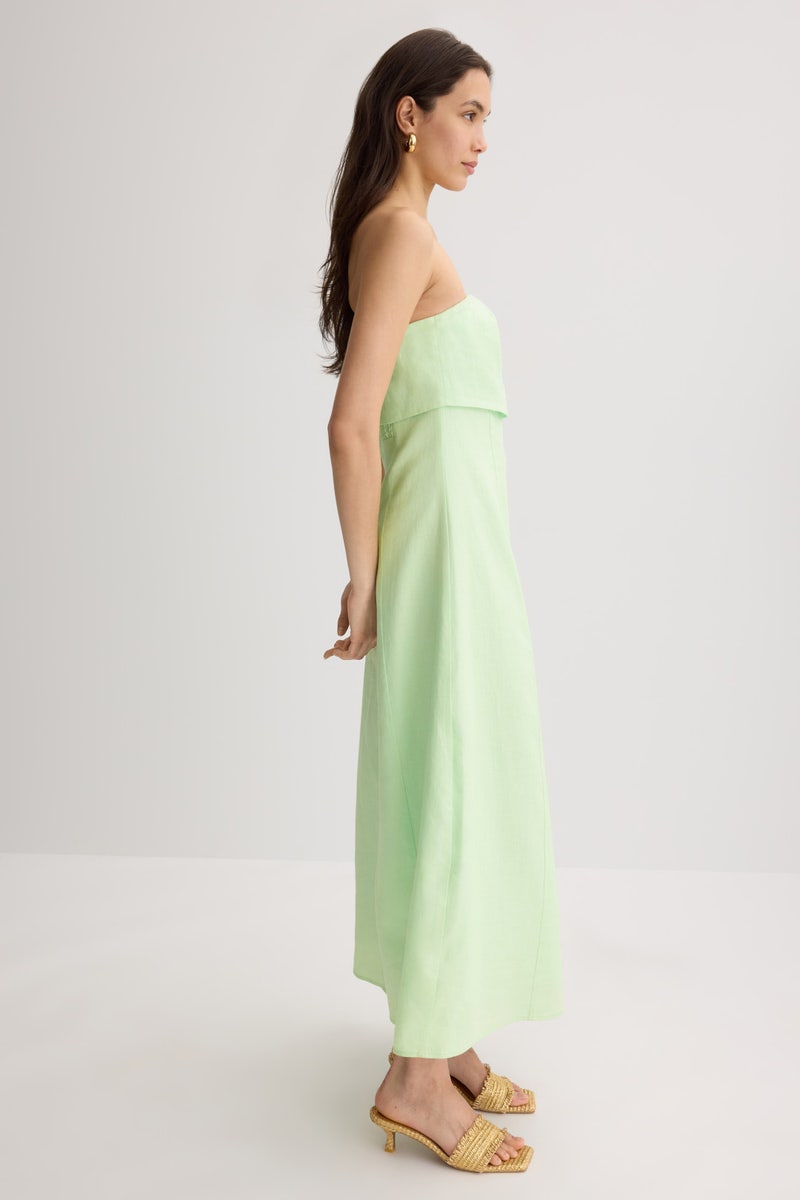 Folded Strapless Linen Maxi Dress by Endless Rose - Photo 1
