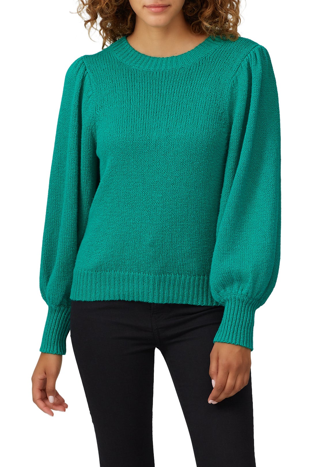 Green Puff Sleeve Sweater by 525 America 1