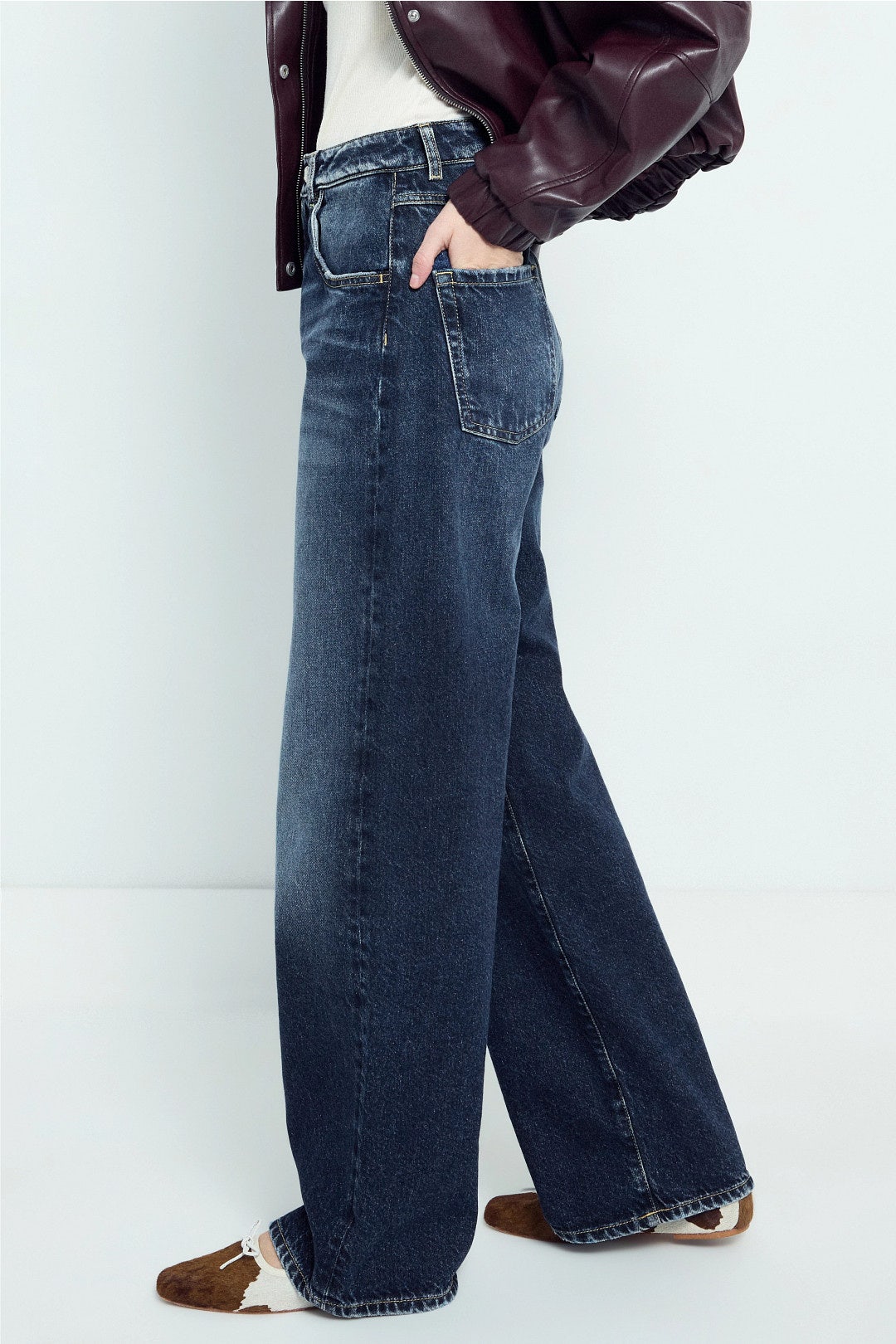 Poppy Dark Blue Wide Leg Jeans by Icon Denim 1