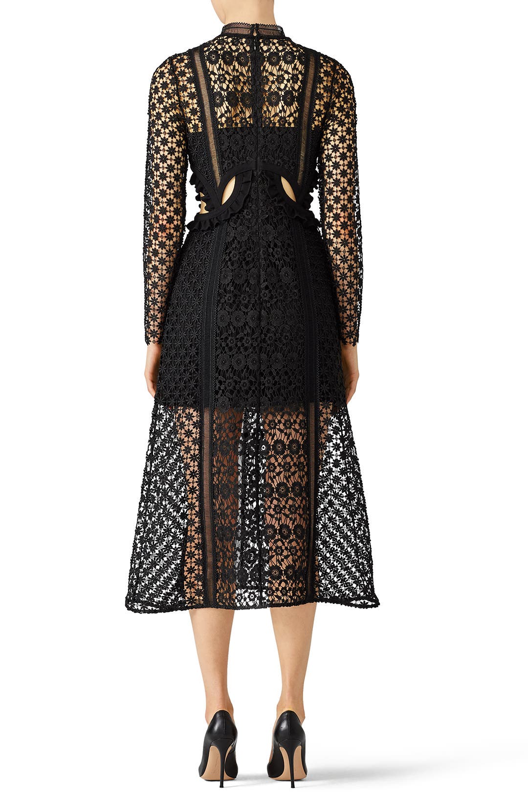 Lace Illusion Midi Dress by Self-Portrait | Rent the Runway