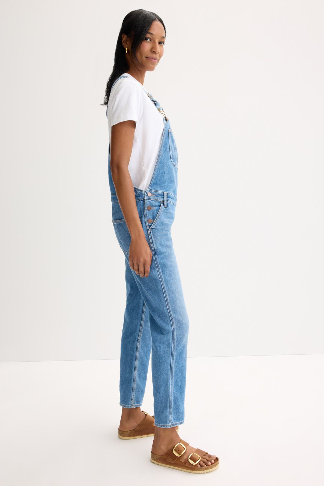 Denim Maternity Overalls by HATCH | Rent the Runway