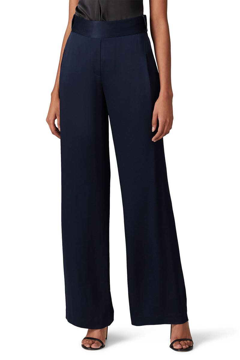Lois Cloud Satin Pants - Navy main image 0