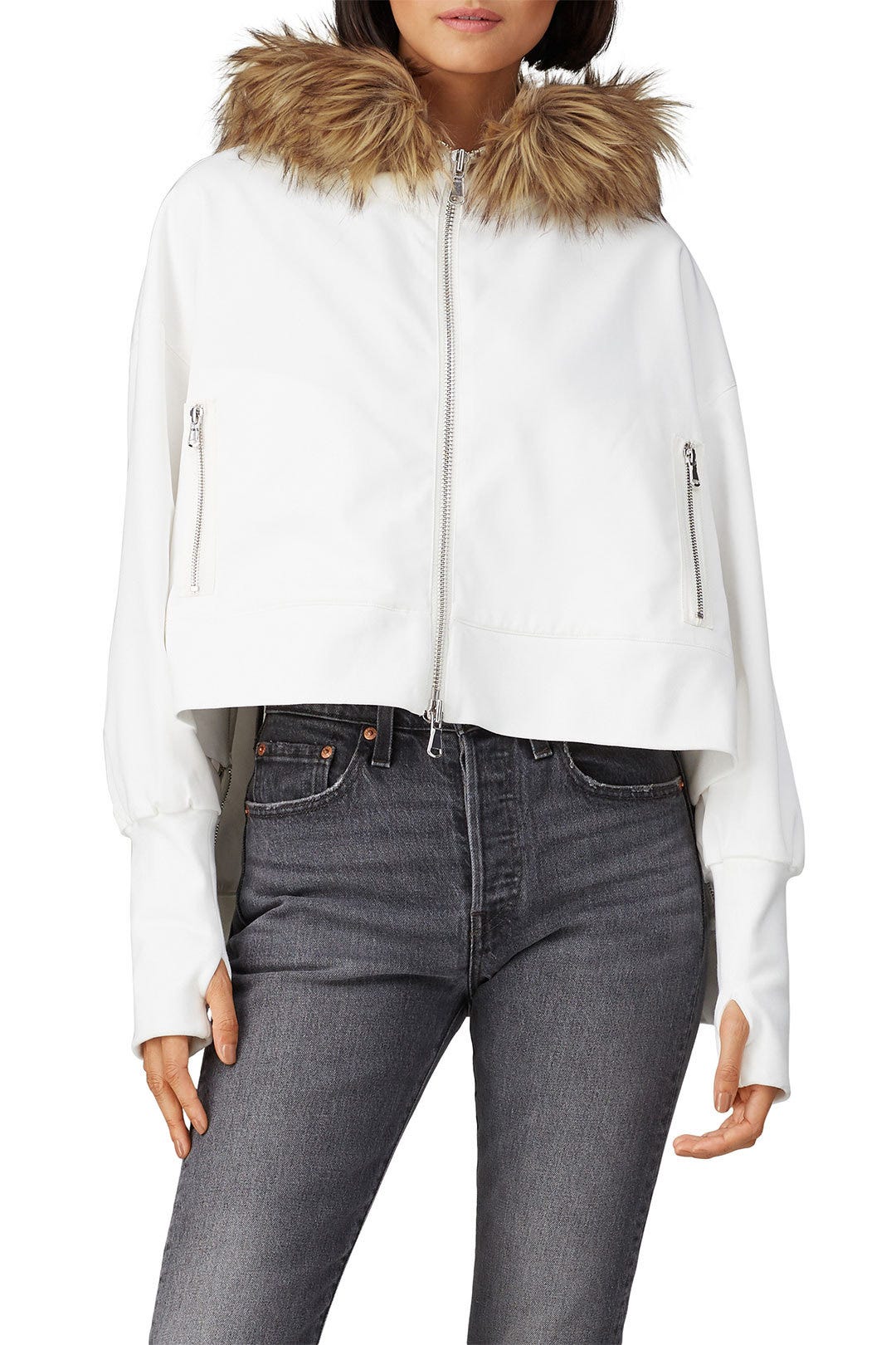 Cropped Faux Fur Collar Jacket by KF/KaufmanFranco x RTR 1