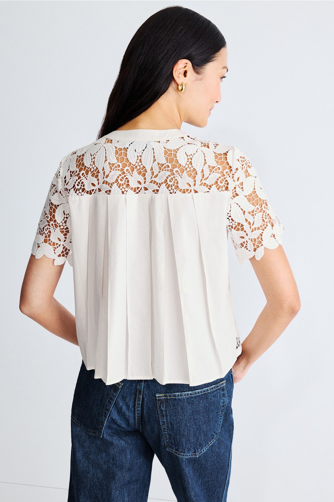 Lace Crew Neck Blouse by Derek Lam 10 Crosby x RTR 2