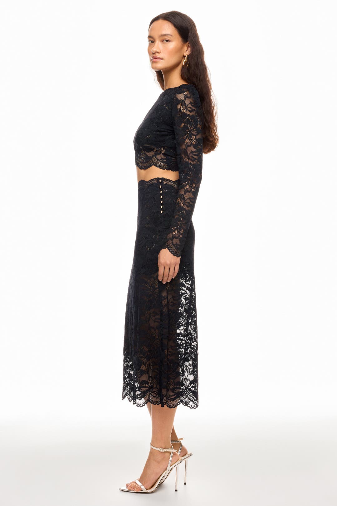 Black Lace Midi Skirt by Rabanne | Rent the Runway