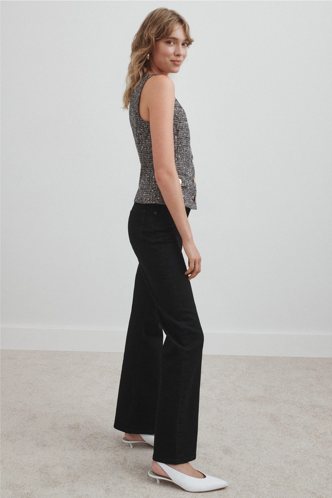 Button Front Scoop Neck Top by Toccin 1