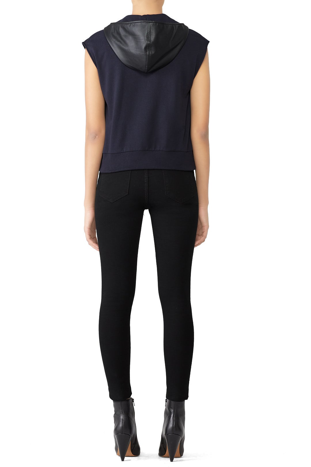 Sleeveless Faux Leather Sweatshirt by Cedric Charlier 2
