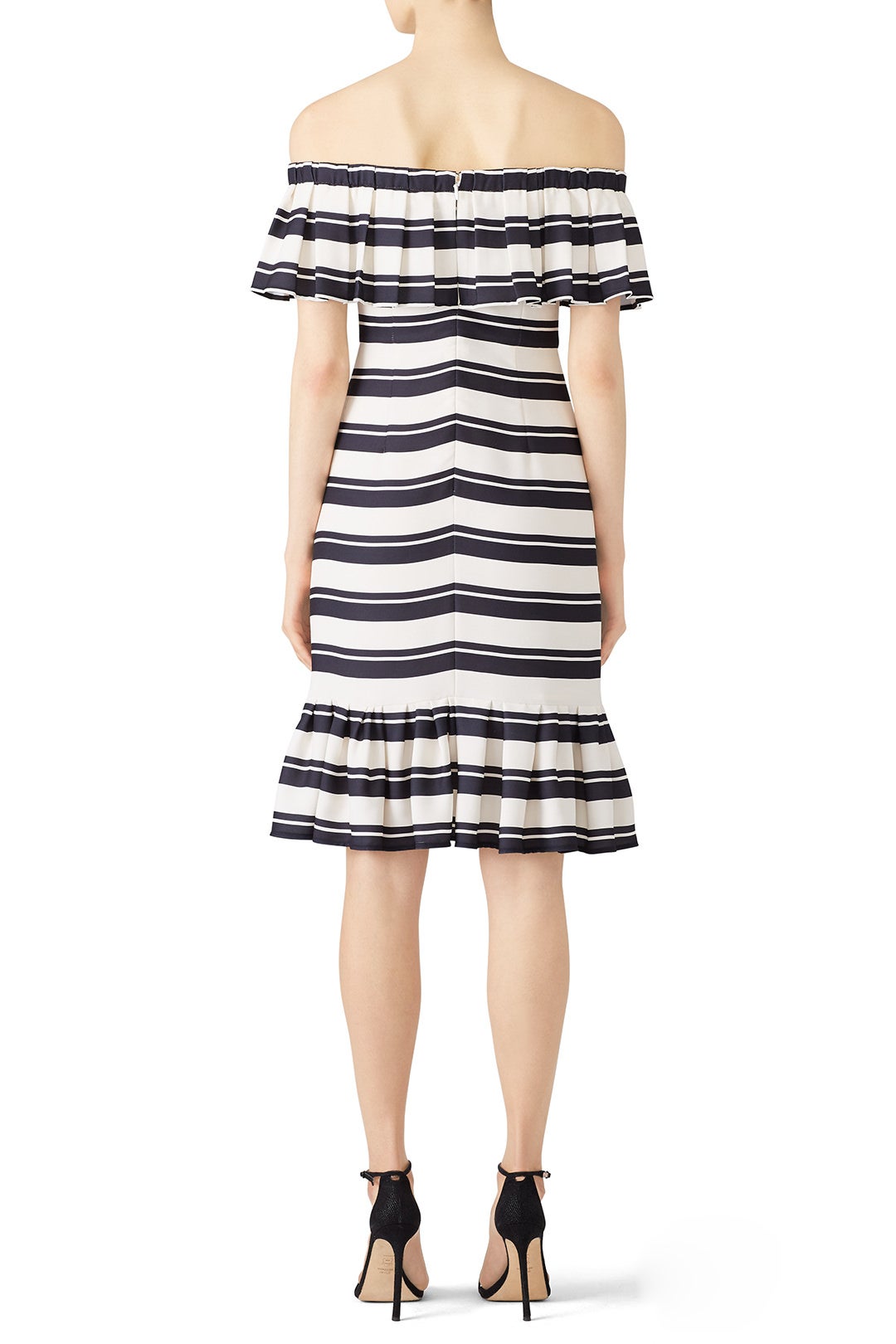 Stripe Flounce Dress by HALSTON 1