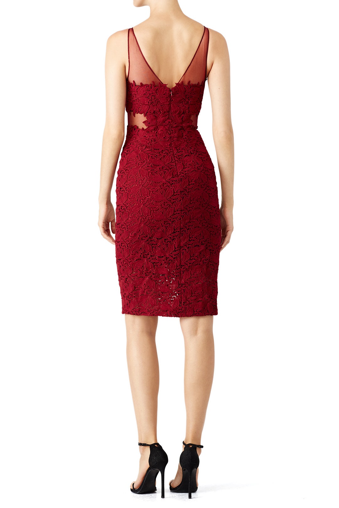 Red Romantic Illusion Dress by ML Monique Lhuillier 2