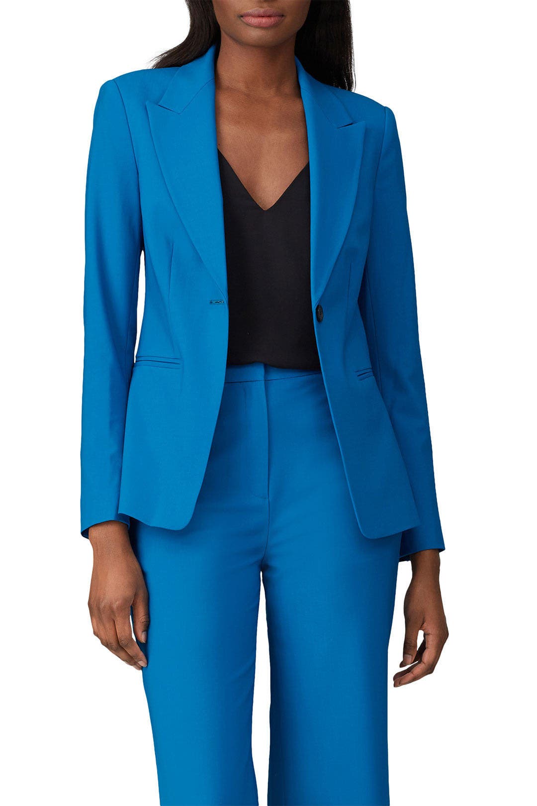 新品　DIANE von FURSTENBERG テーラードジャケットアメリカ製 Diane von Furstenberg-Black Open Front Jacket/Blazer-Size 4