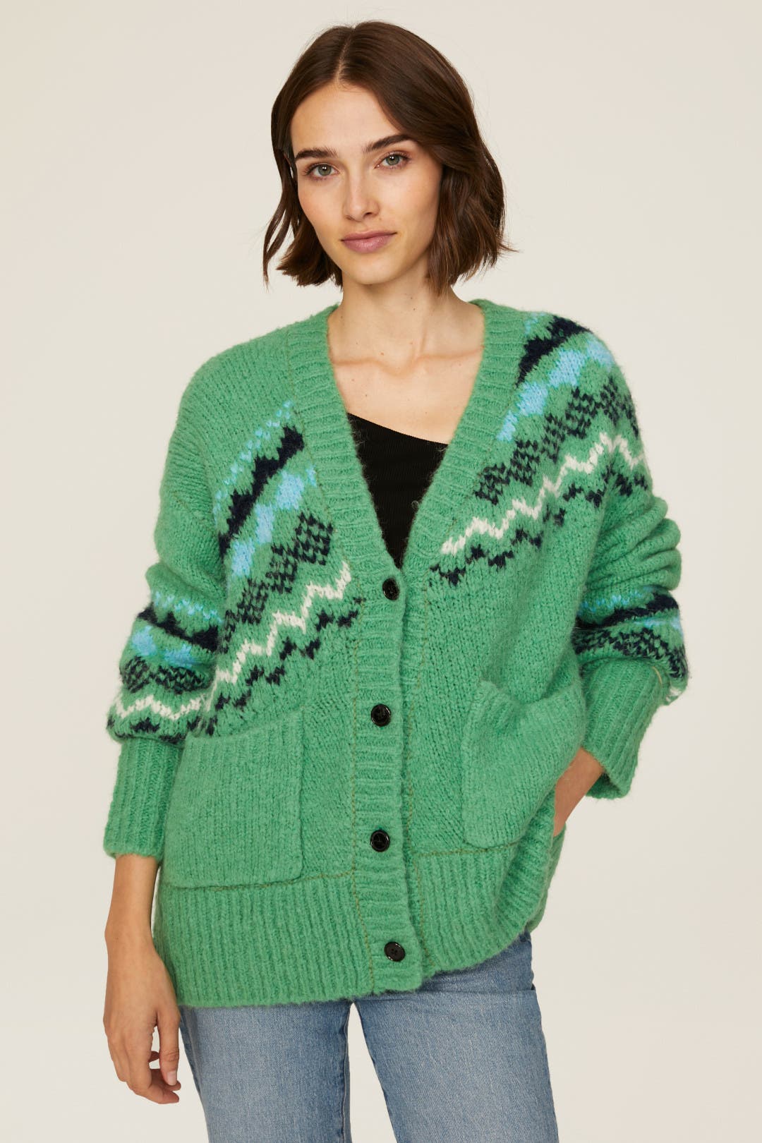 Green Bette Fair Isle Cardigan by Derek Lam 10 Crosby | Rent the