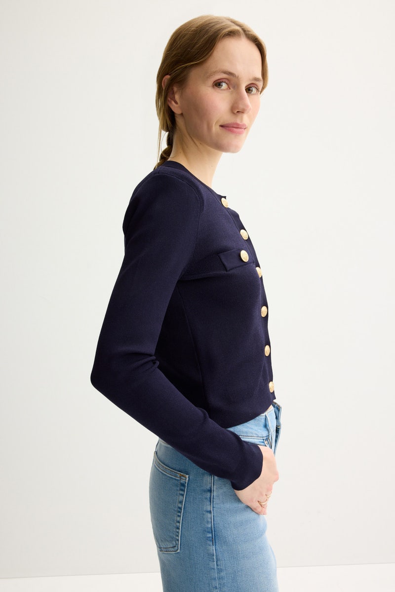 Toulouse Cropped Crew Neck Cardigan by L'agence - Photo 1