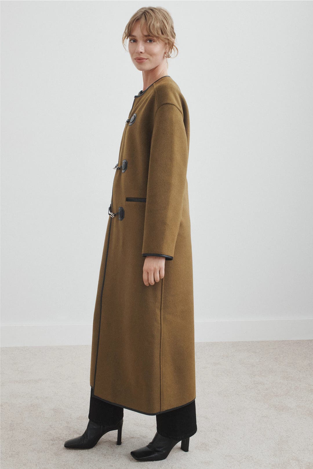 Joey Khaki Contrast Collar Trench Coat by Sandro | Rent the Runway