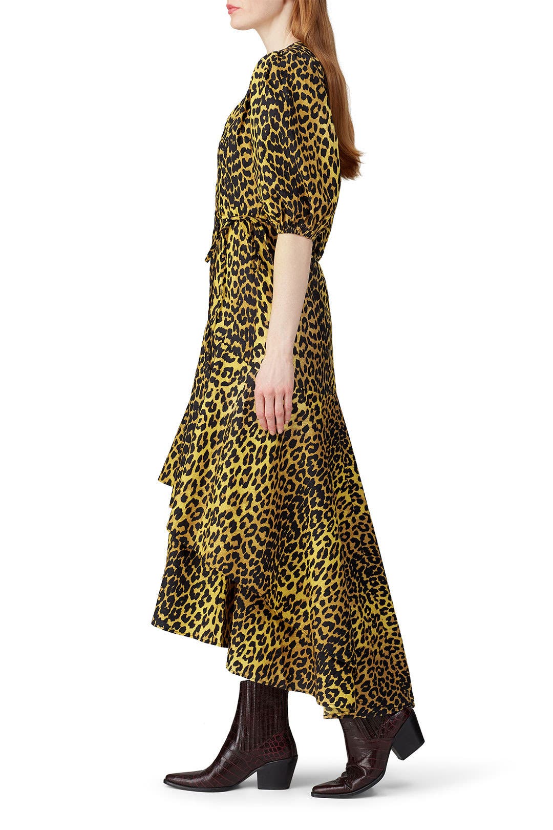 Cheetah Printed Wrap Dress by GANNI | Rent the Runway