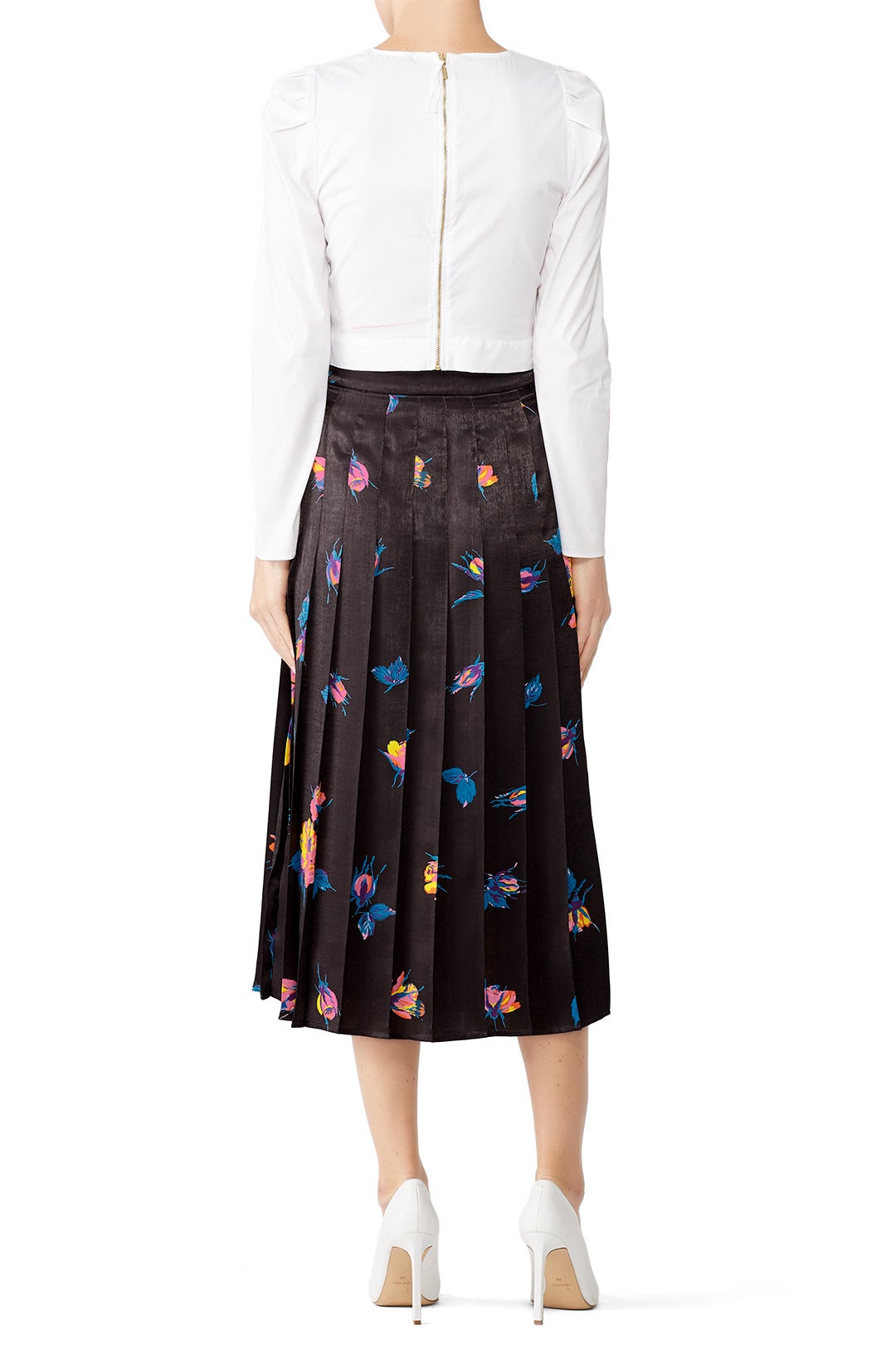 Floral Pleated Midi Skirt by MSGM 1