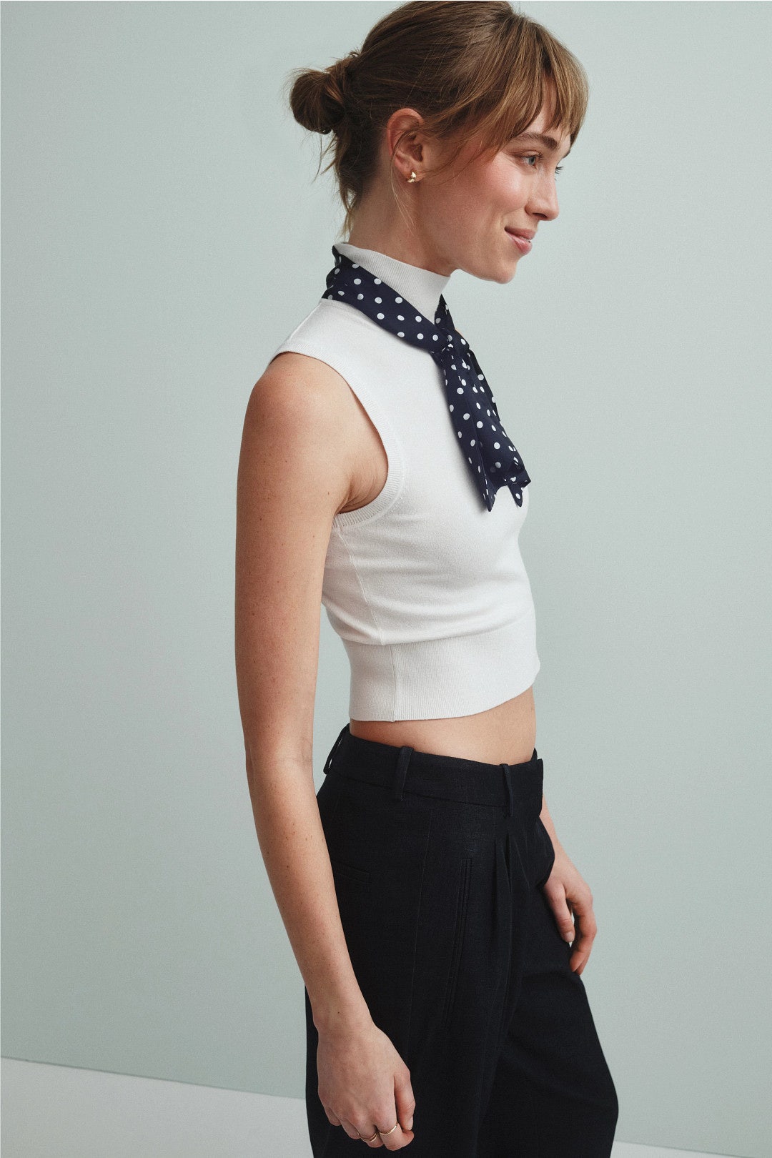 Sleeveless Shell Top with Neck Tie by Toccin 2