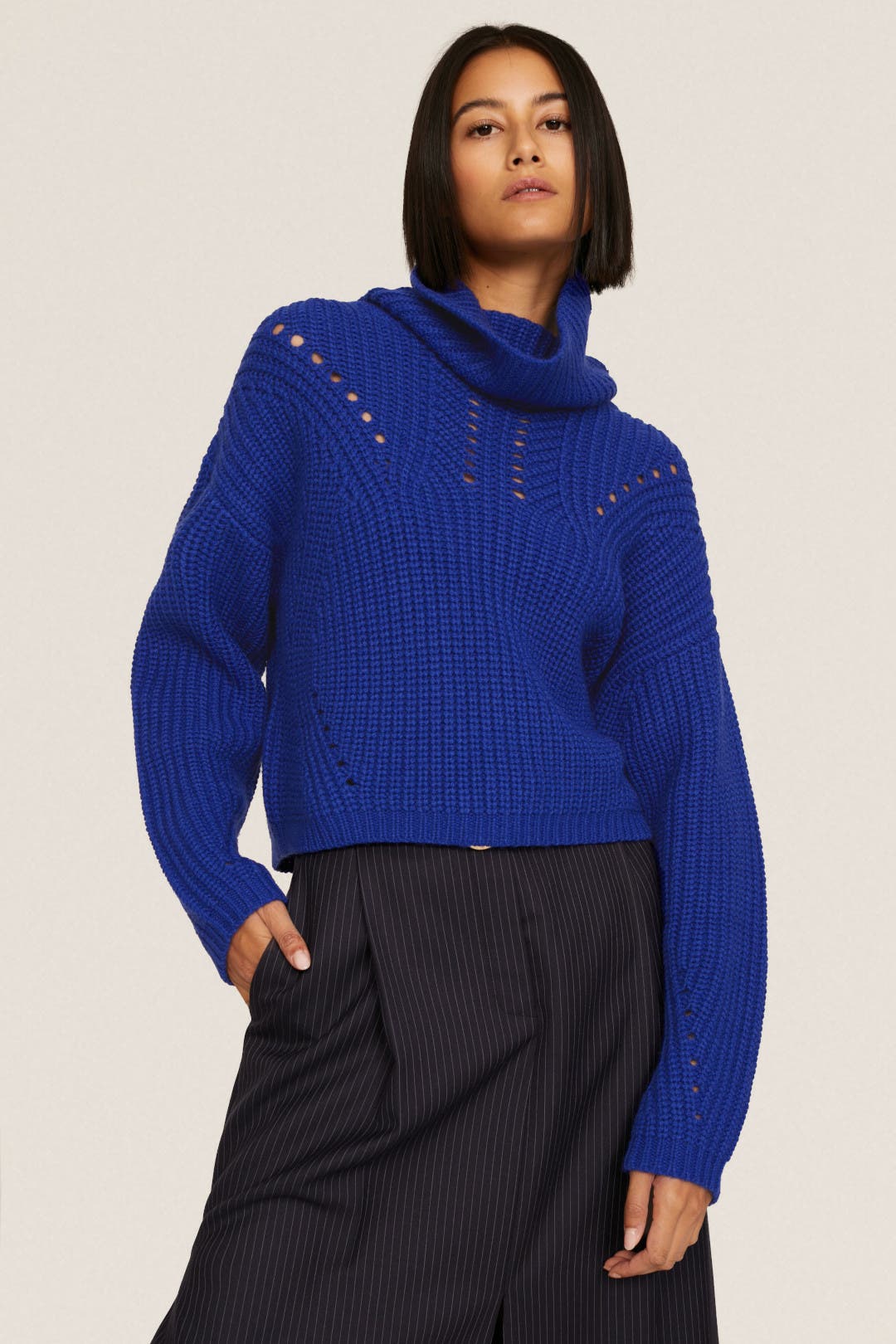 Blue Pointelle Turtleneck by Thakoon x RTR | Rent the Runway
