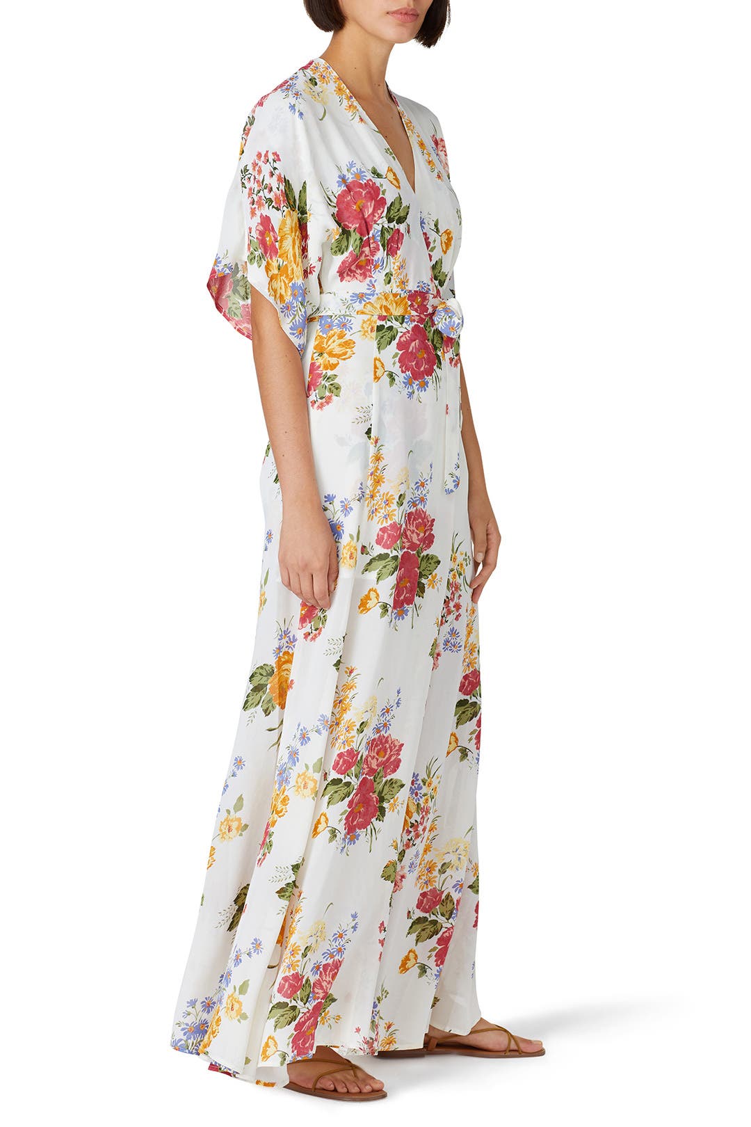 White Floral V-Neck Maxi by Reformation | Rent the Runway