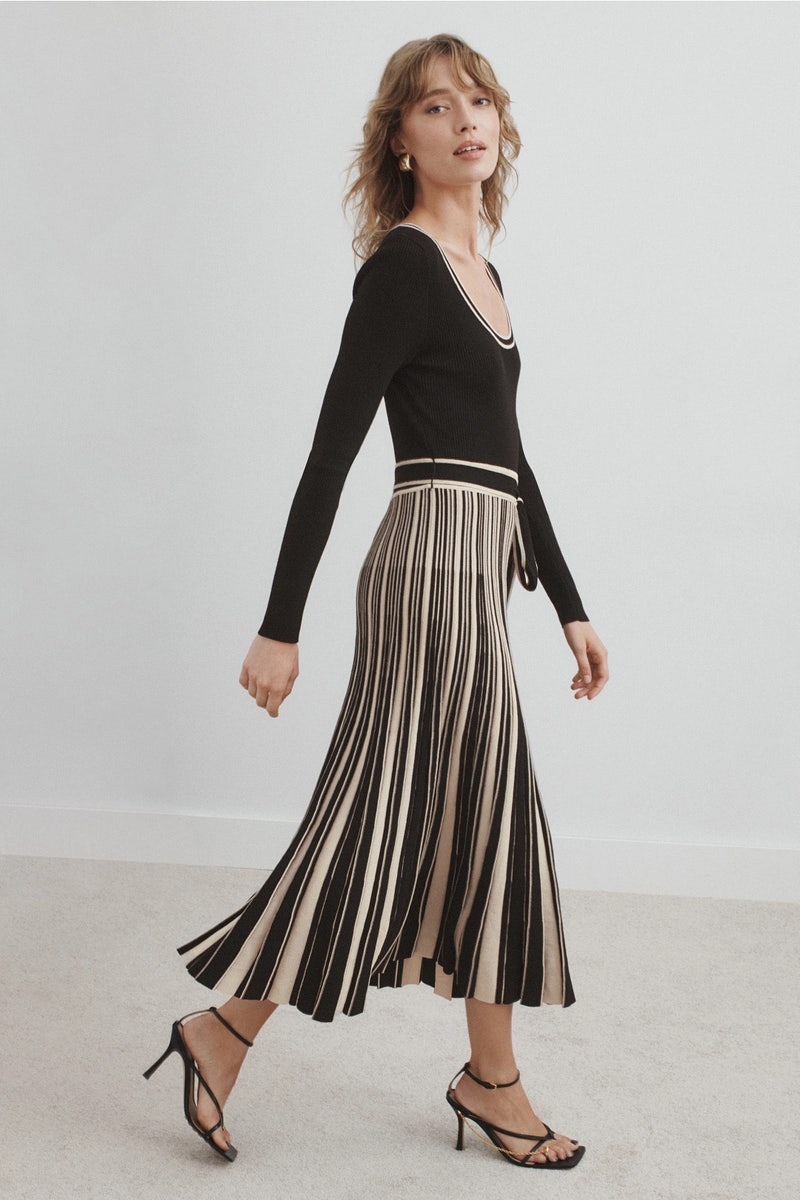 Long Sleeve Tie Waist Sweater Dress by Moon River - Photo 1