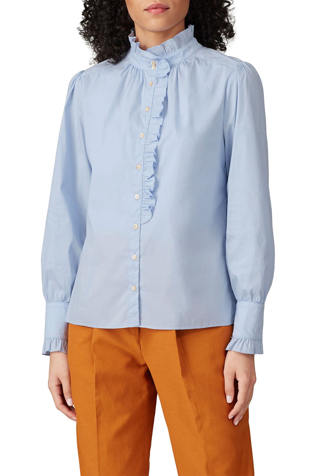 Long Sleeve Poplin Ruffle Top by Rebecca Taylor NYC 1