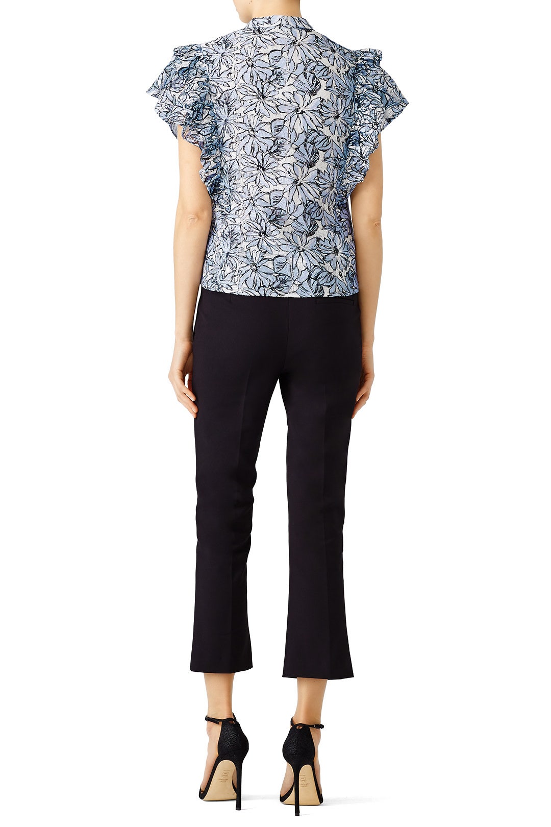 Blue Floral Ruffle Top by Dina Agam 2