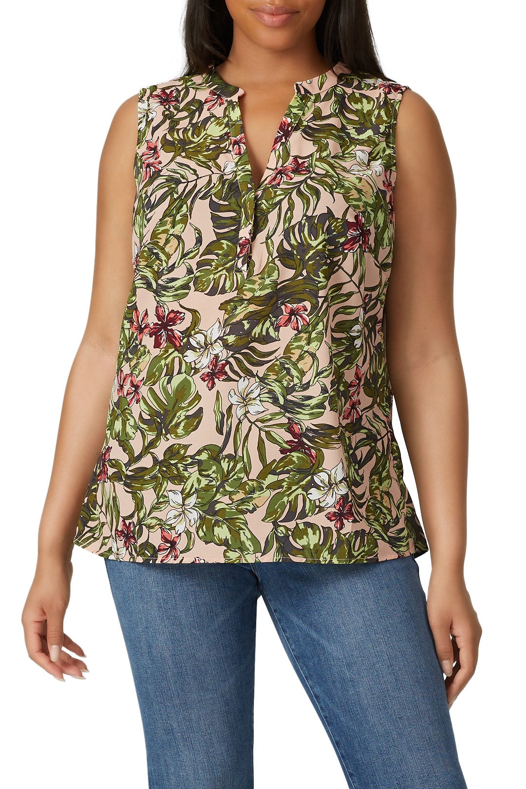 Tropical V-Neck Top by JUNAROSE 1