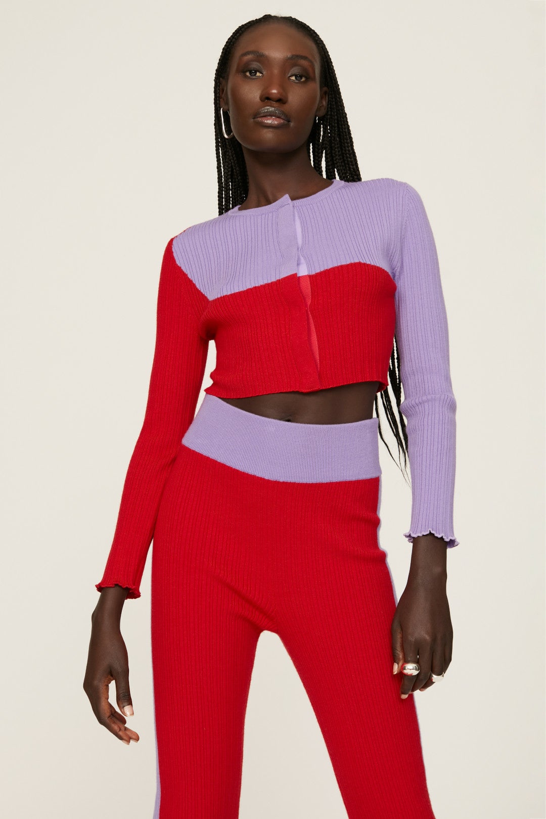 Colorblock Cropped Cardigan