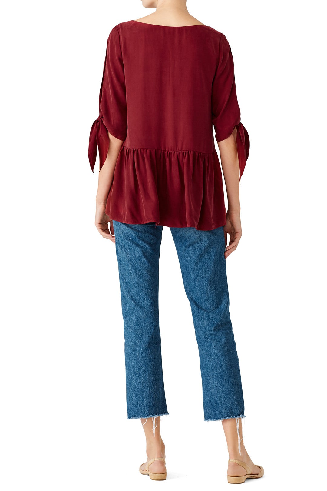Red Tie Cuff Blouse by Paper Crown 2