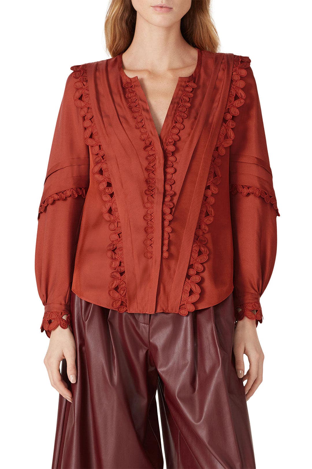 Brick Embroidered Silk Top by Rebecca Taylor NYC 1