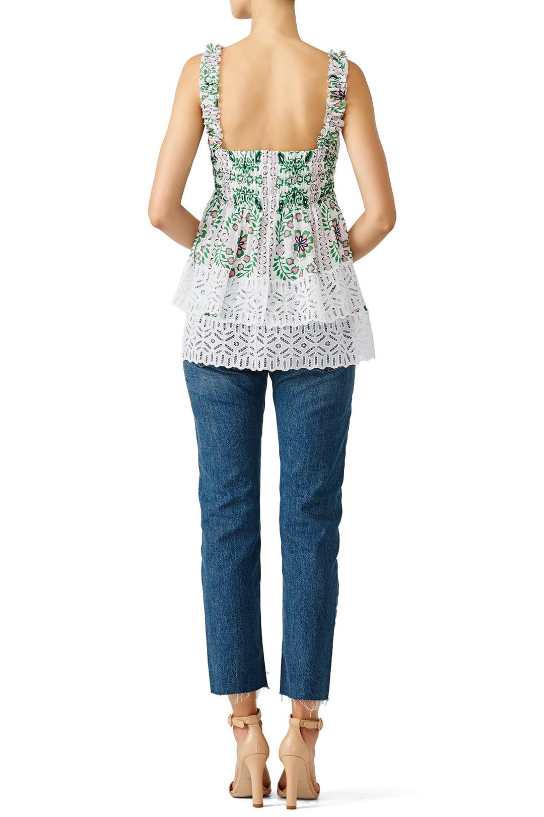 美品 Tory Burch Pleated Ruffle Blouse 花柄 2 TORY BURCH - Tory wearing our Ruffle Blouse and Lee Radziwill Bag