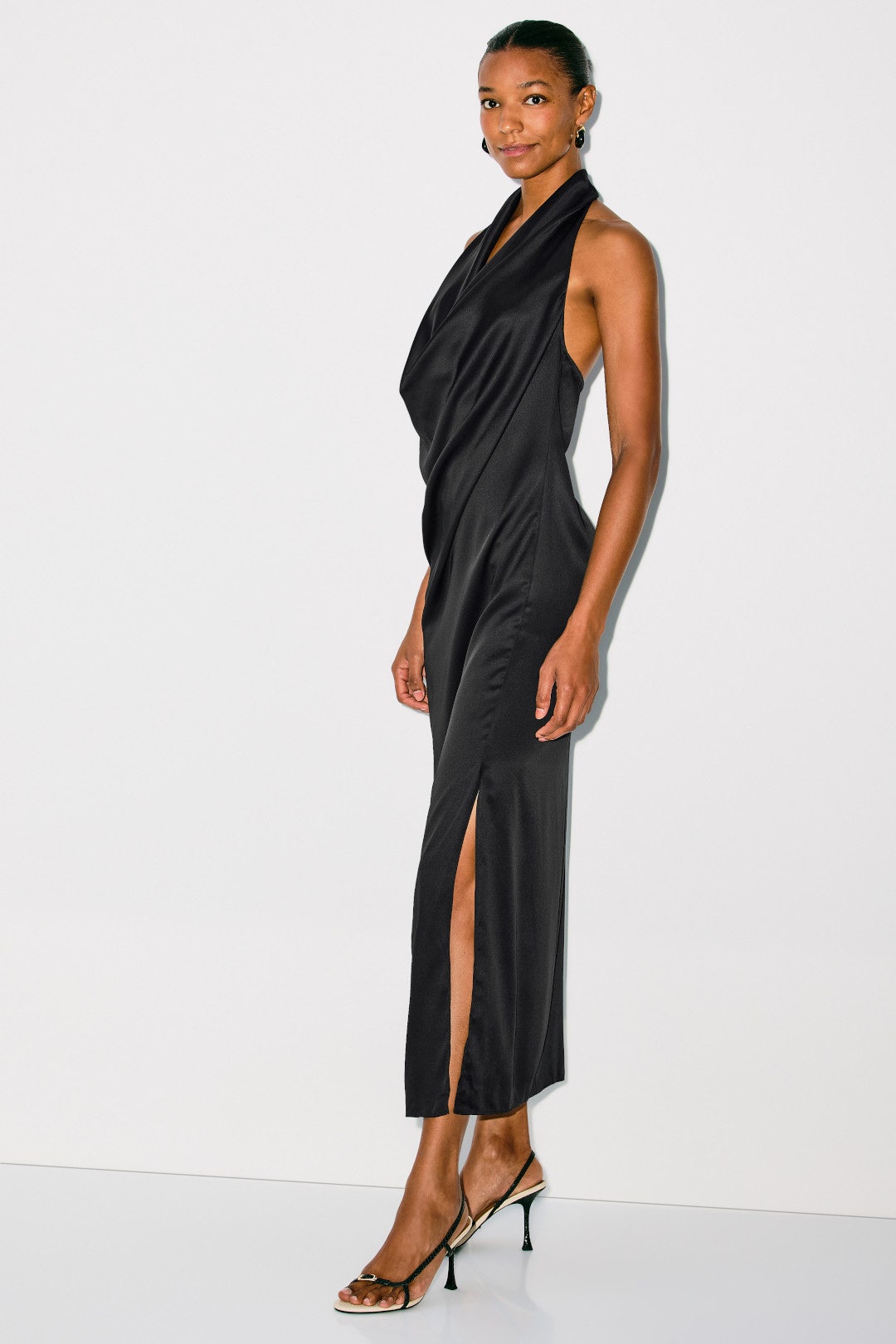 Charmie Cowl Neck Backless Midi Dress
