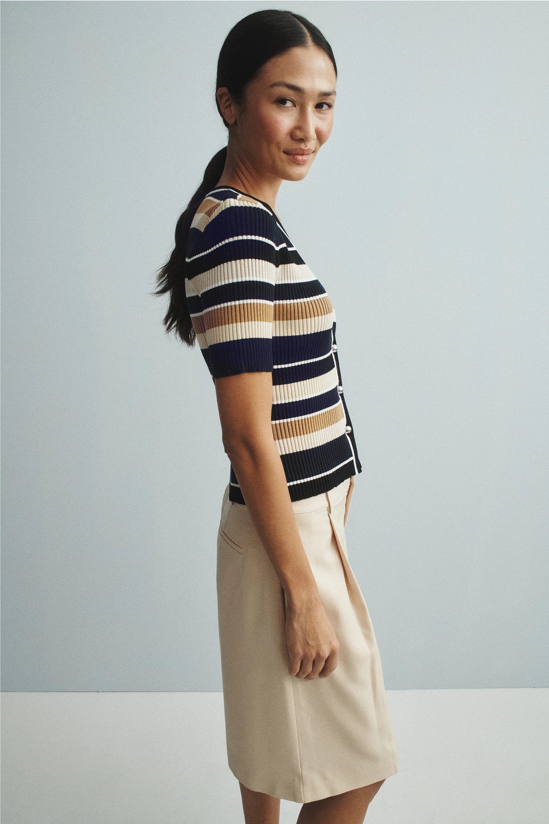 Short Sleeved Striped Cardigan by Toccin 2