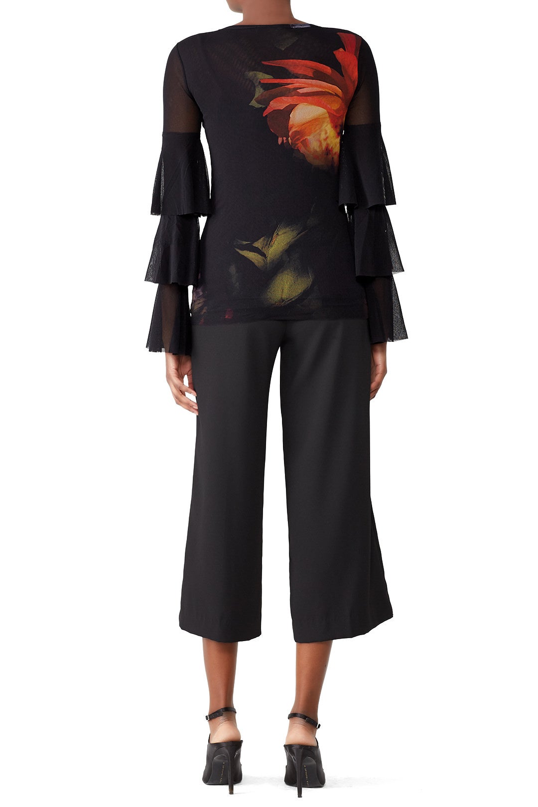 Black Ruffle Sleeves Top by Fuzzi 2