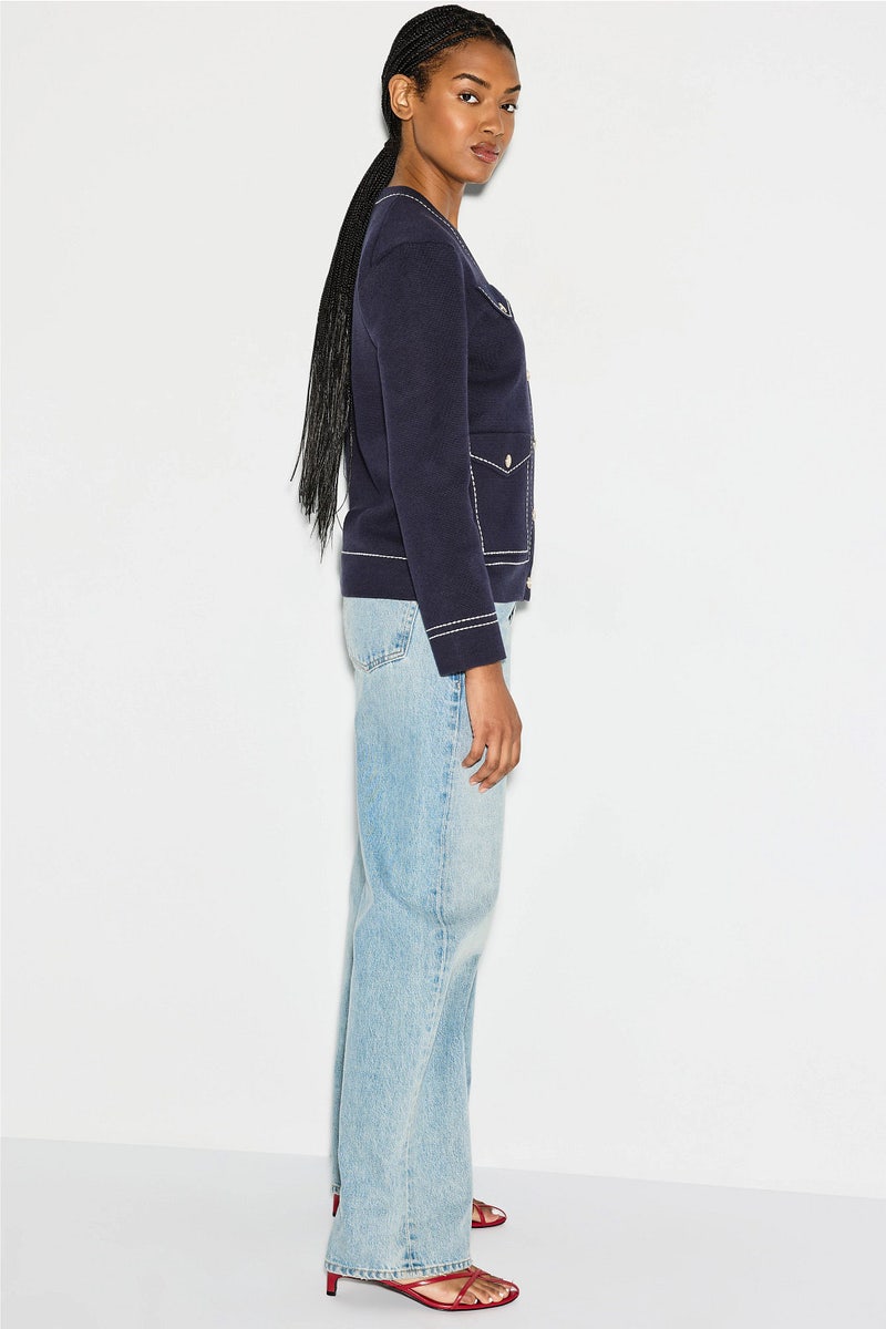 Moussy Contrast Stitch Cardigan by Maje - Photo 1
