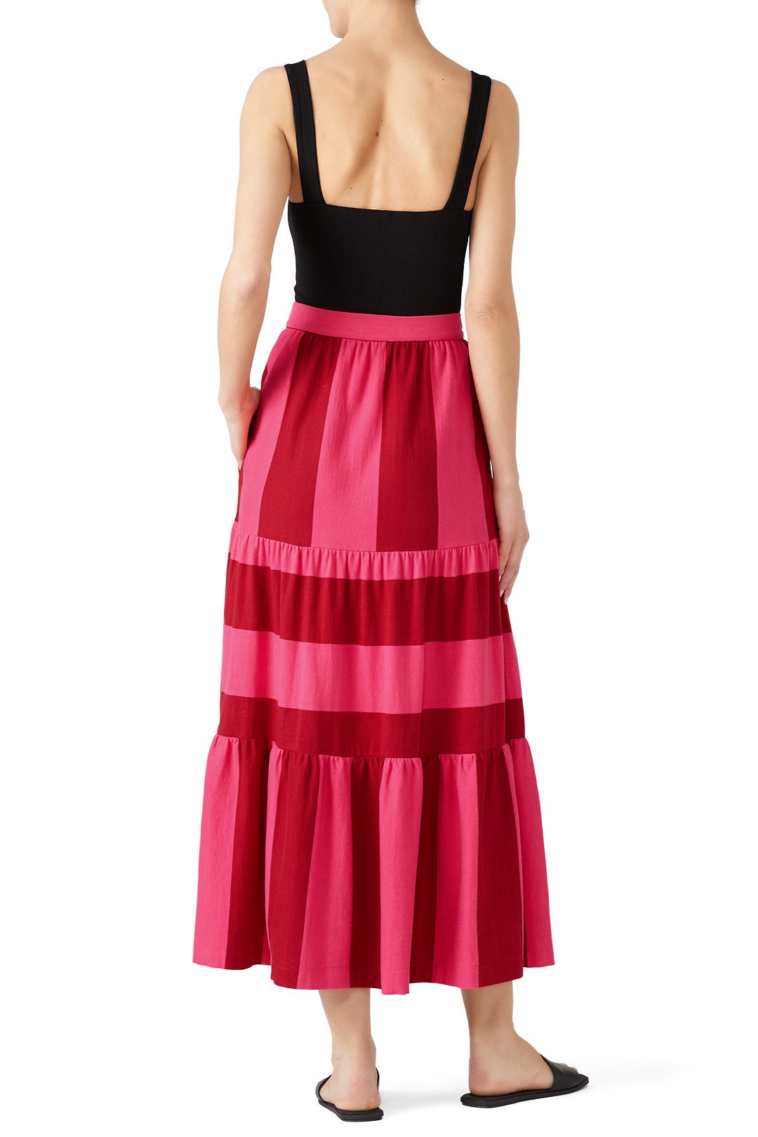 Knit Tiered Button Front Skirt by MDS Stripes 2