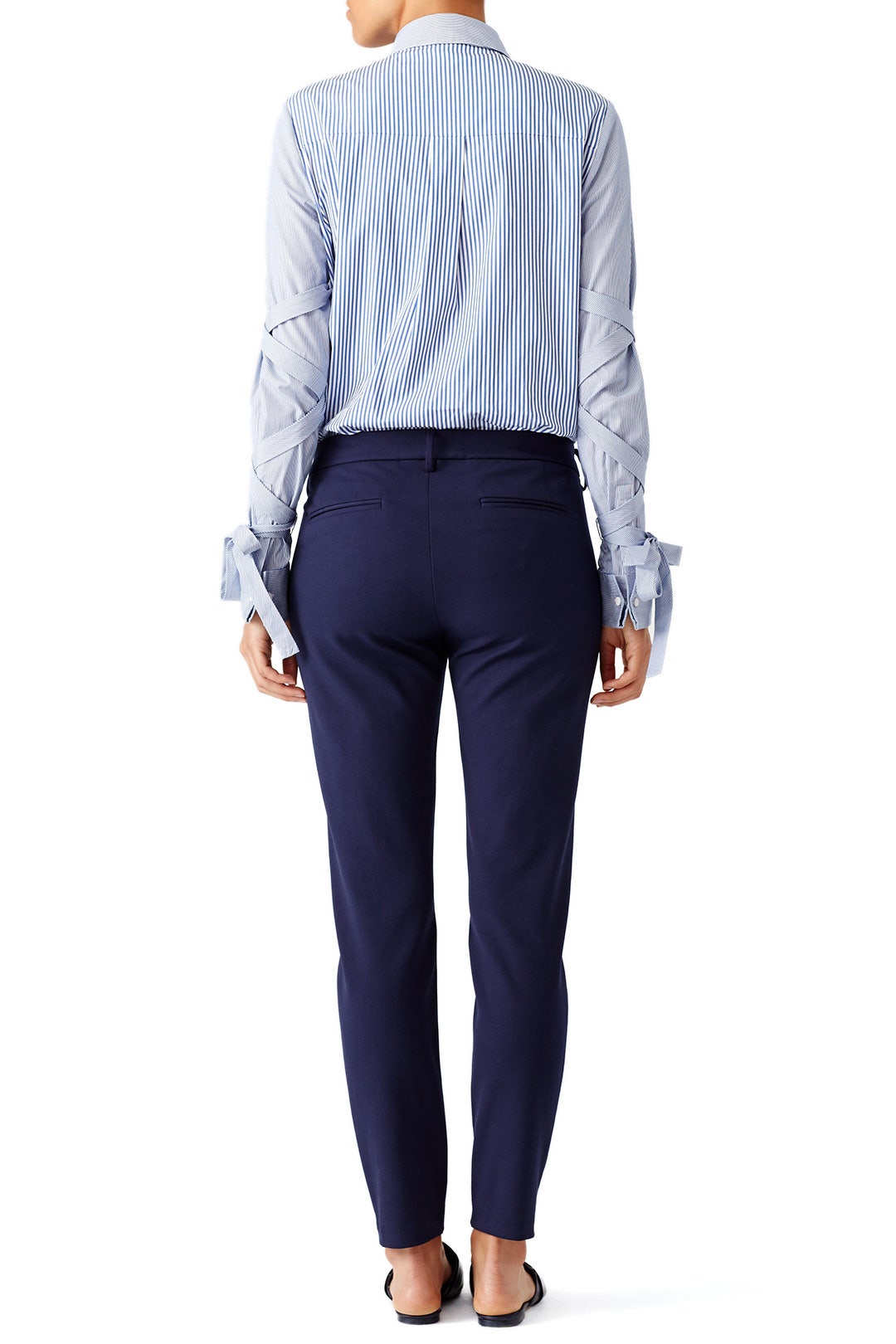 Striped Tie Sleeve Shirt by Tibi 1