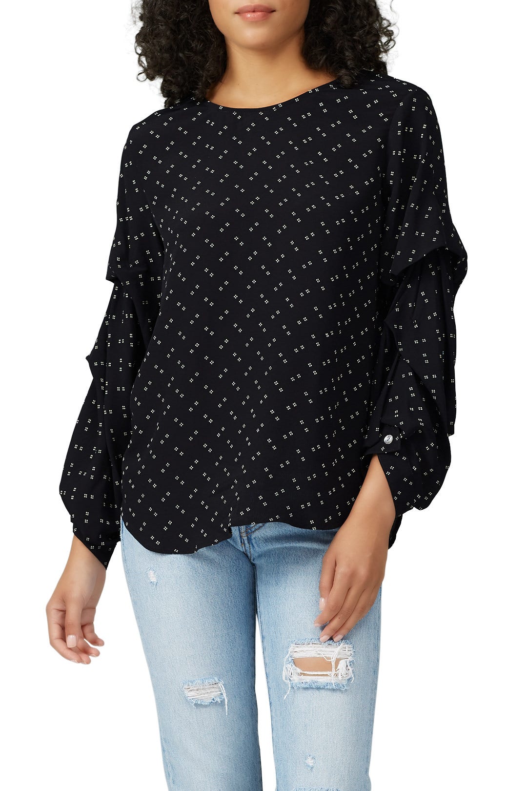 Printed Ruched Sleeve Top by Fifteen Twenty 2