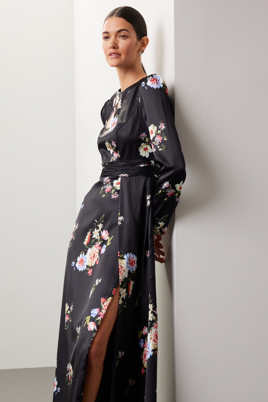 Faux Wrap Floral Gown by Ieena for Mac Duggal 1