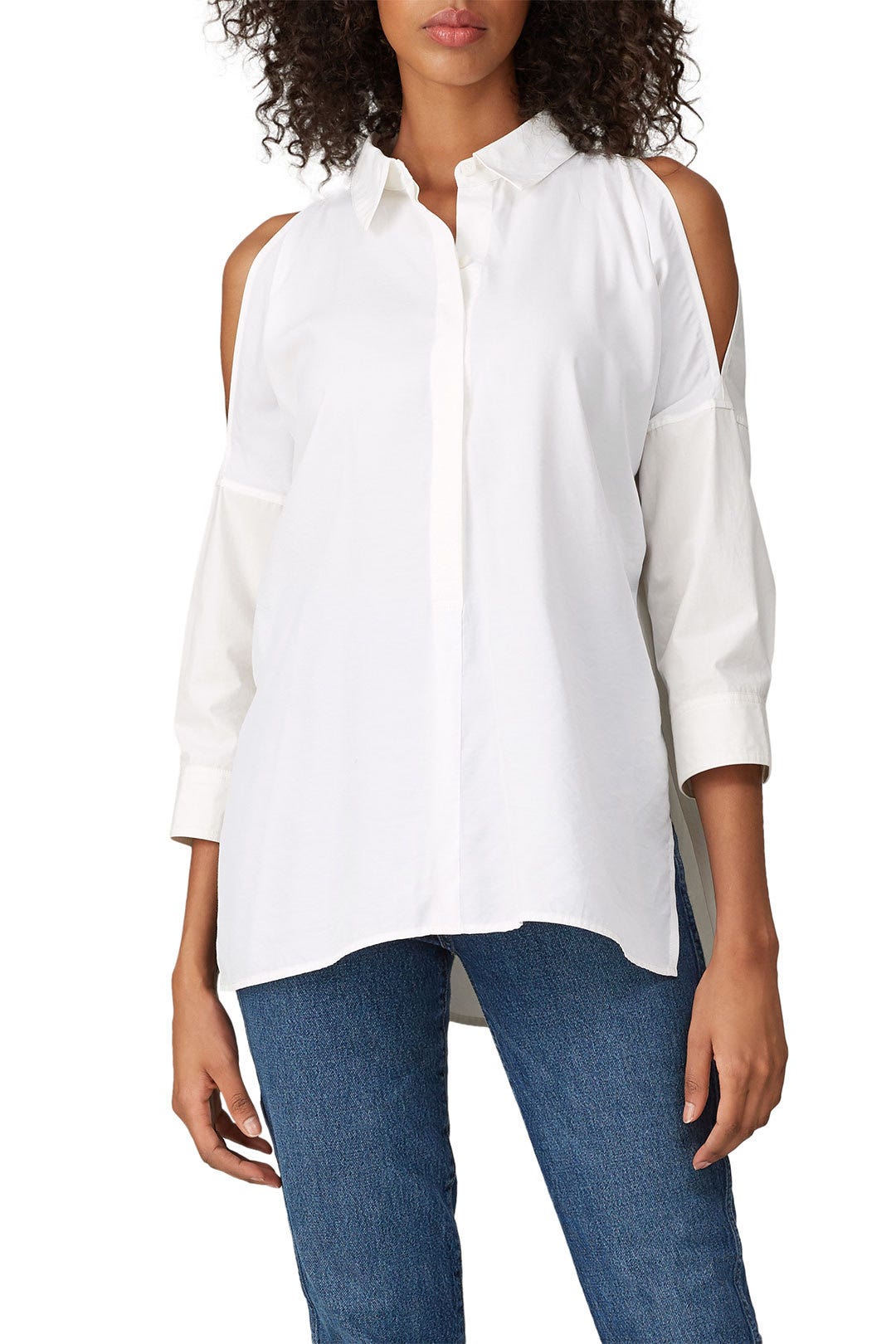 White Cold Shoulder Button Down by KF/KaufmanFranco x RTR 2