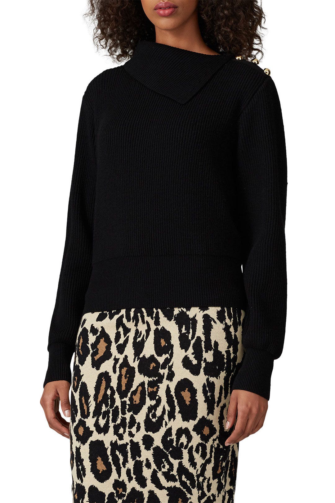 Black Foldover Sweater by Milly 1