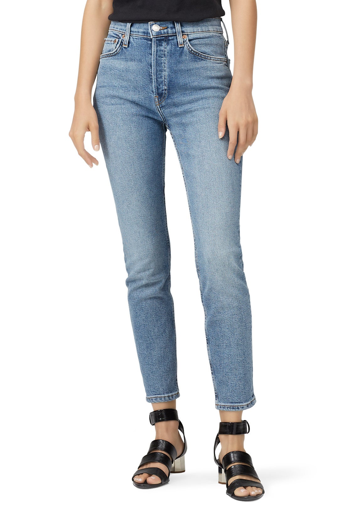 Light Wash High Rise Ankle Crop Jeans by RE/DONE 1