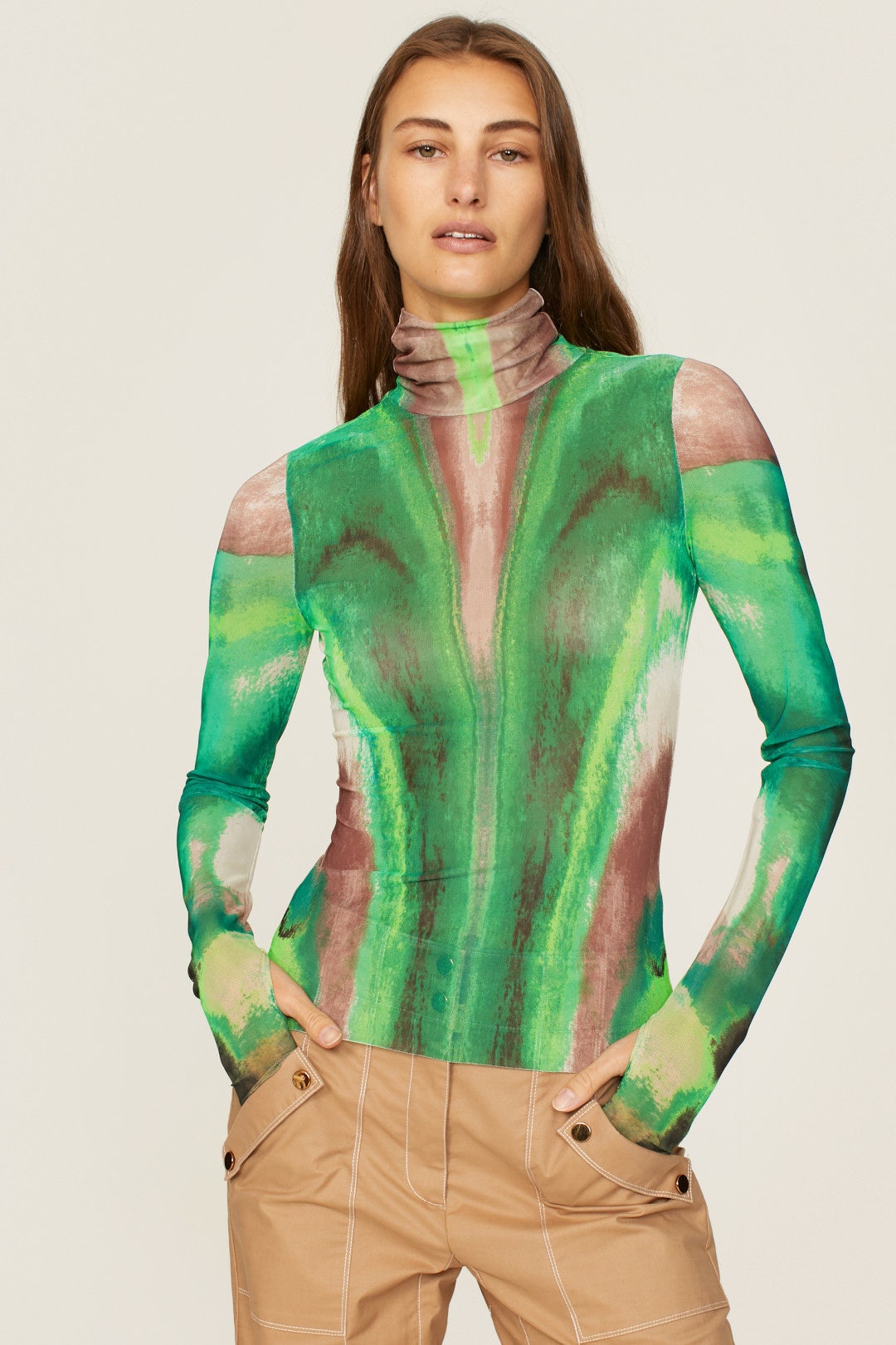 Green Watercolor Zadie Top by AFRM 1