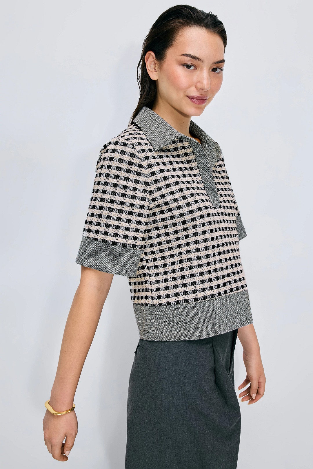 Short Sleeved Relaxed Polo Top by CeCe 1
