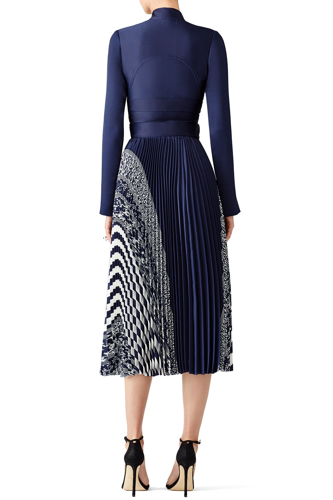 Blue Printed Pleated Dress by Carven 2