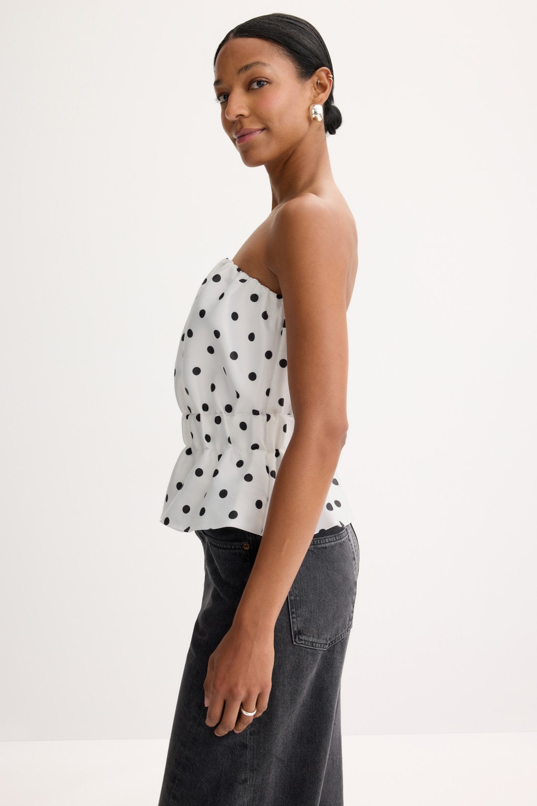 Strapless Polka Dot Peplum Top by French Connection 1