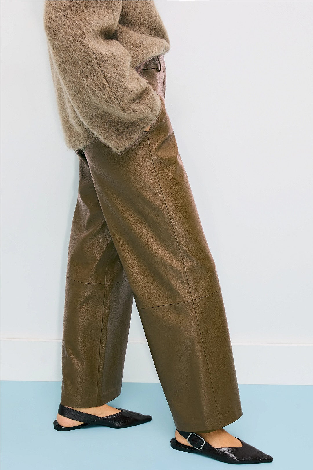 Green Faux Leather Wide Leg Pants by Rosetta Getty x RTR 1