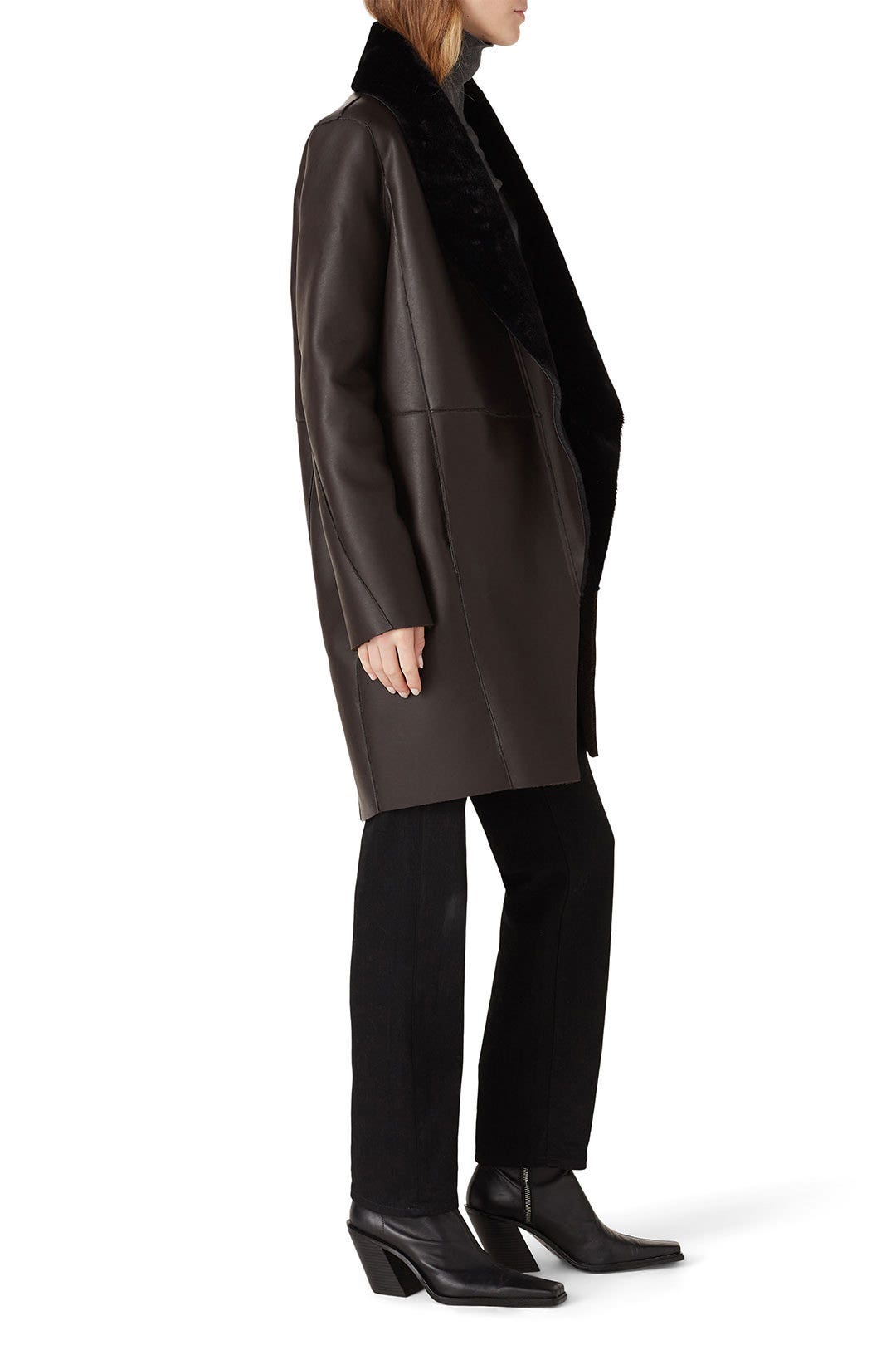 Brown Faux Leather Coat by Victor Alfaro x RTR 1