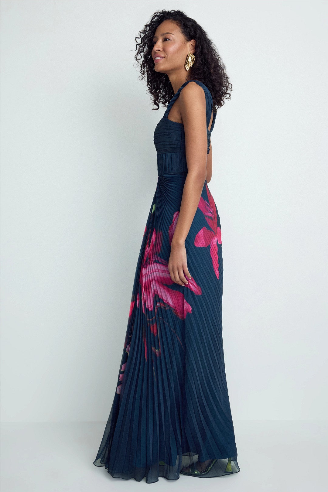 Drea Pleated Floral Gown by AMUR 1