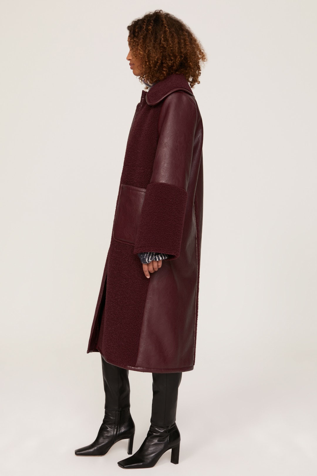 Maroon Shearling Coat by Baum und Pferdgarten 1