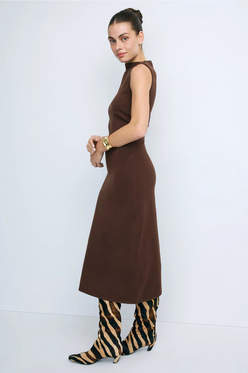 Brown Silk Tie Neck Dress by Lauren Ralph Lauren | Rent the Runway